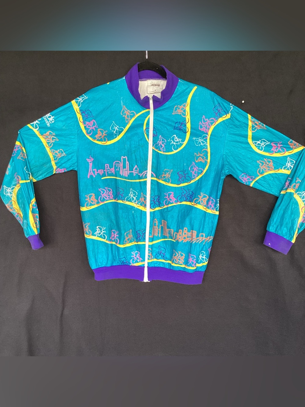 Vintage 1992 STP Seattle to Portland bicycling race biking jacket by Tyvek paper